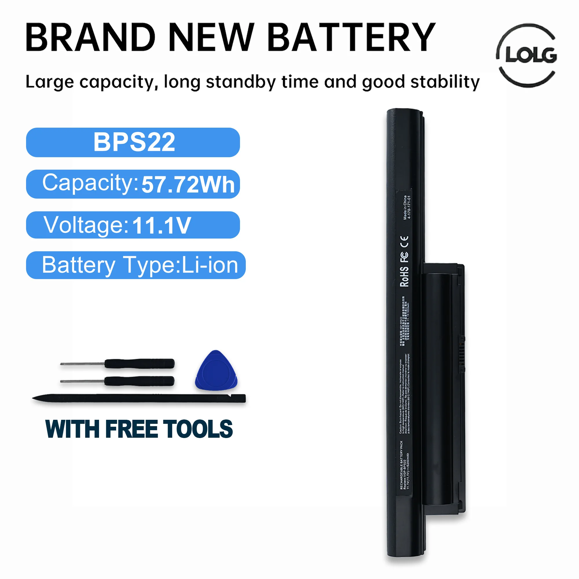 Аккумулятор для ноутбука LOLG BPS22 для SONY VAIO VGP-BPS22 VGP-BPL22 VGP-BPS22A VGP-BPS22/A VPC-EB3 VPC-EB33 VPC-E1Z1, 6 элементов