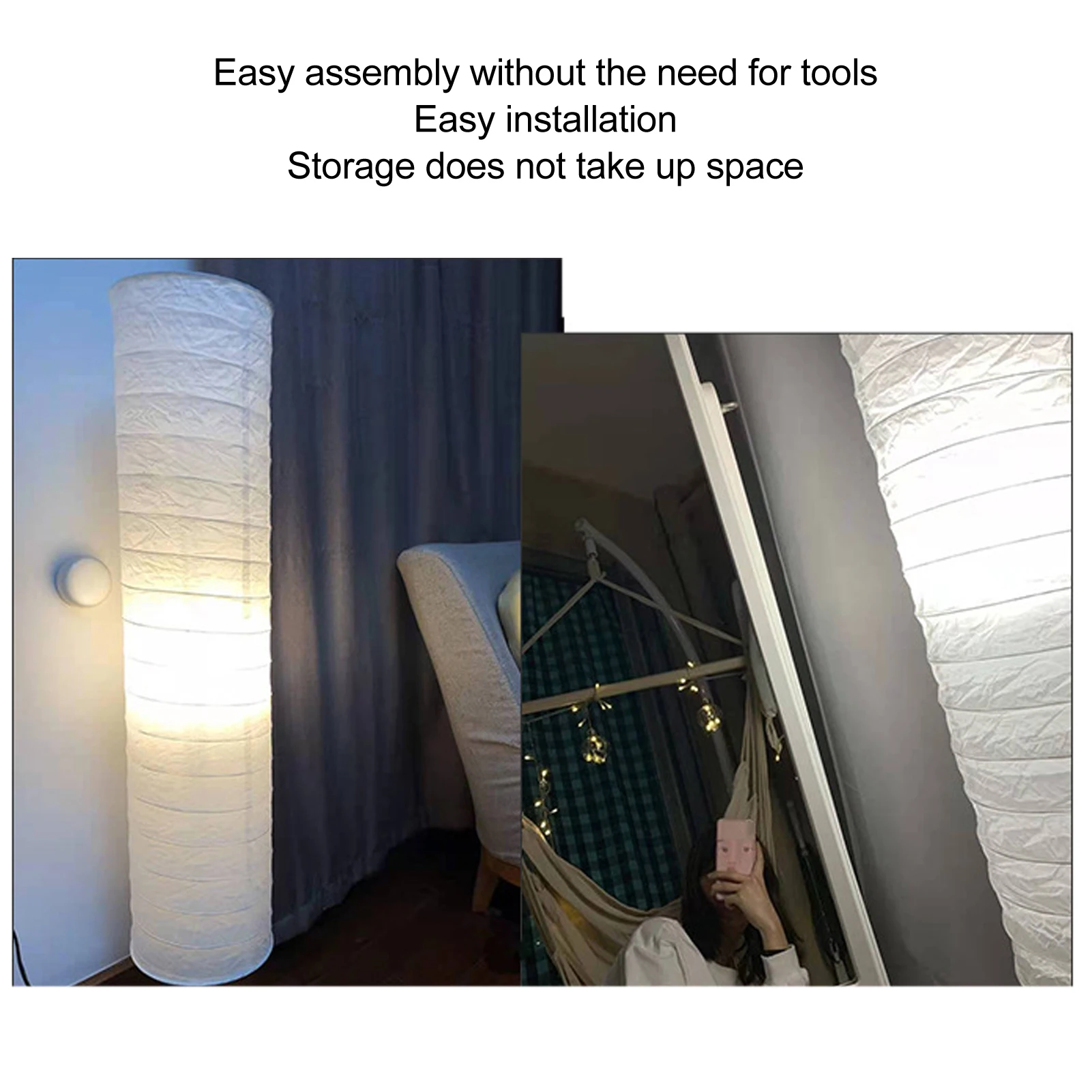 E9 37 Inch Standing Light 94CM Floor-Standing Paper Lamp Rice Paper Lamp Protector Cover Home Study Lighting Bedroom Living Room