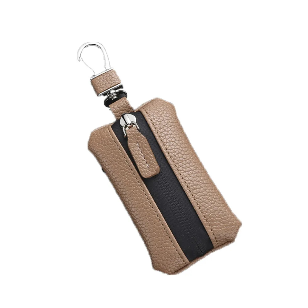 

Luxury Car Key Bag Large Capacity Zipper Closure Leather Key Case Coin Storage Protection Cover Mini Storage Bag Unisex