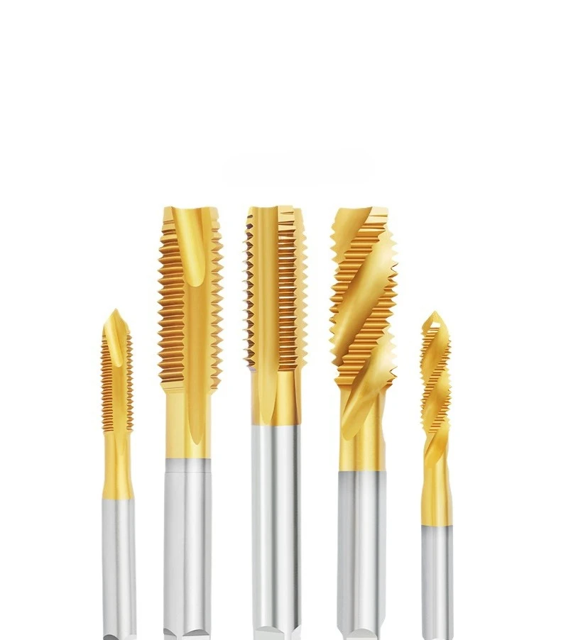 10PCS M2-M20 TiN Tap Spiral Cobalt-containing Titanium-plated Stainless Steel Special Tip Tapping Bit M3m4m5m6m8m10