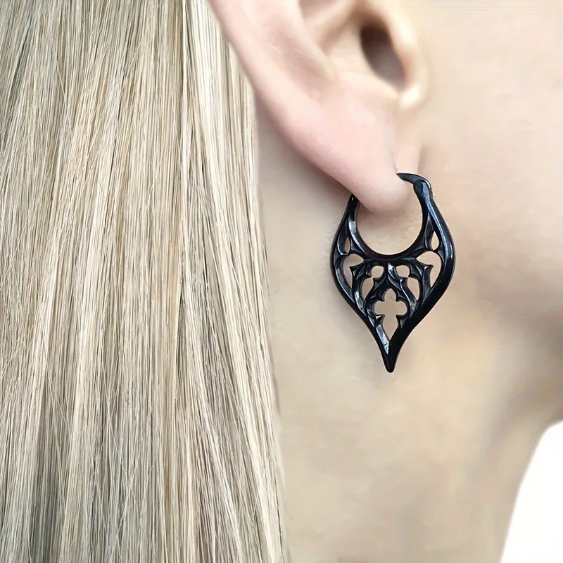 A dark hollow petal water drop earring gothic retro punk ear buckle holiday gift earrings earrings