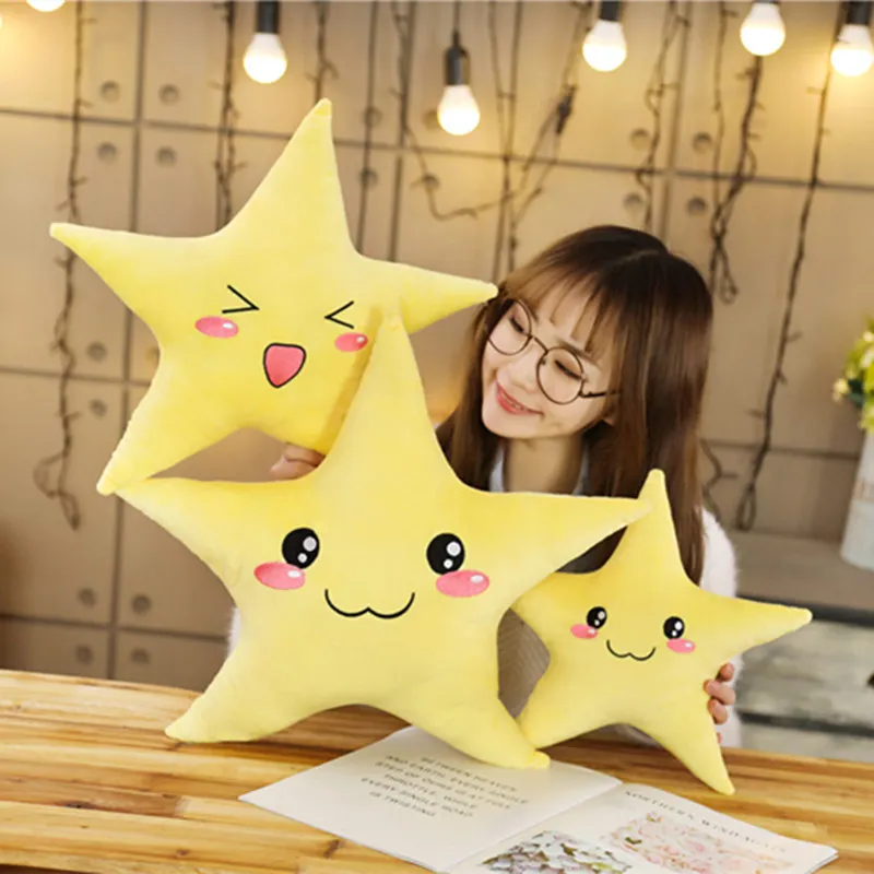 High Quality Cute Hugging Pillow Home Soft Plush Toys For Children Happy Yellow Star Plush Stuffed Animal Toy  Sofa Cushion