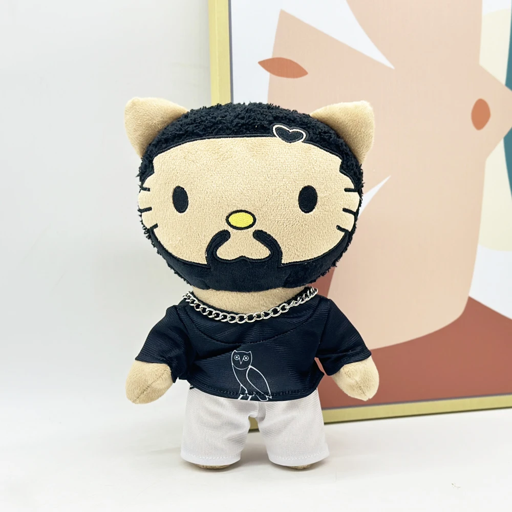 

24cm Hello Kitty Drake Plush Doll with Black Casual Suit Plush Doll Figure Stuffed Toys Cute Boys Girls Birthday Gift