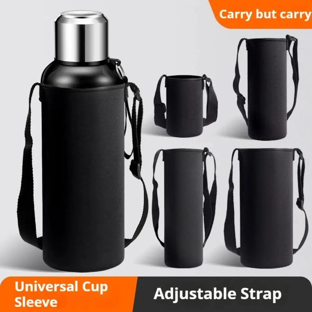 Portable 750ML/1000ML/1500ML Water Bottle Holder Adjustable Strap Black Insulated Bottle Pouch Neoprene Bottle Cover