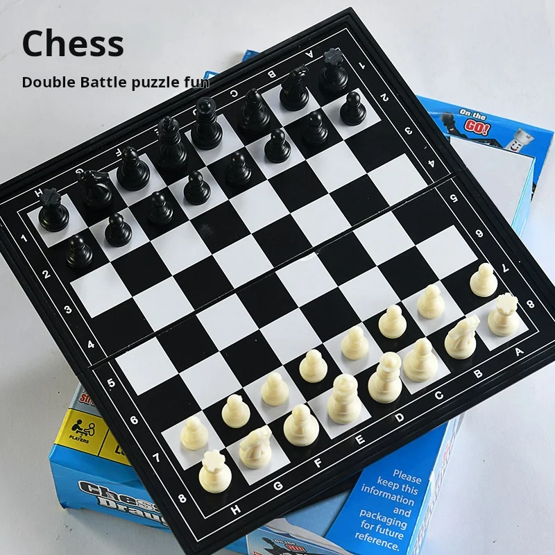 

A Portable Competitive Board Toy For Adults And Children Featuring The Two-In-One Folding Chess And Checkers
