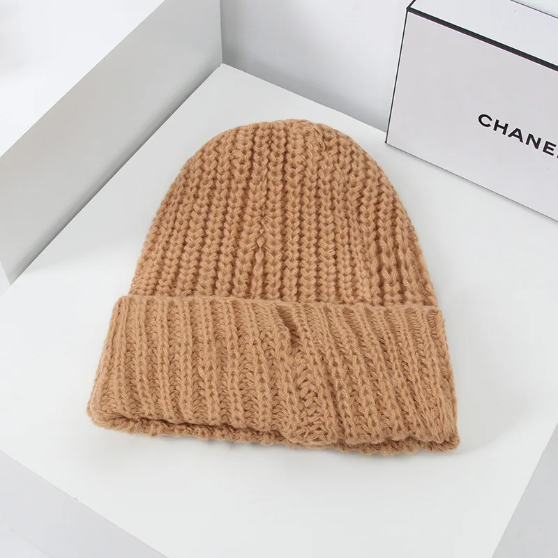 2023Knitted  Women\'s Hat Winter Women Warm Casual Slouchy Hat Crochet Beanie Hat Female Baggy Cap Cheap