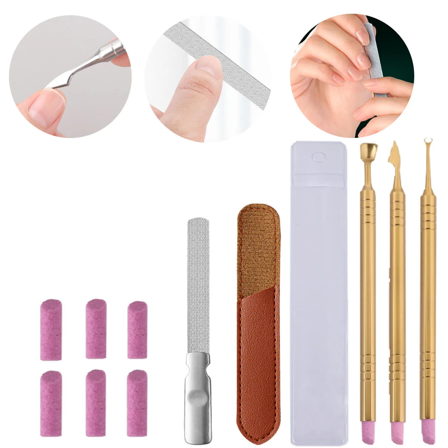 

Household Nail Art Tools Set Multi-Functional Stainless Steel Dead Skin Push & Manicure Polishing Strip Double Sided Nails File