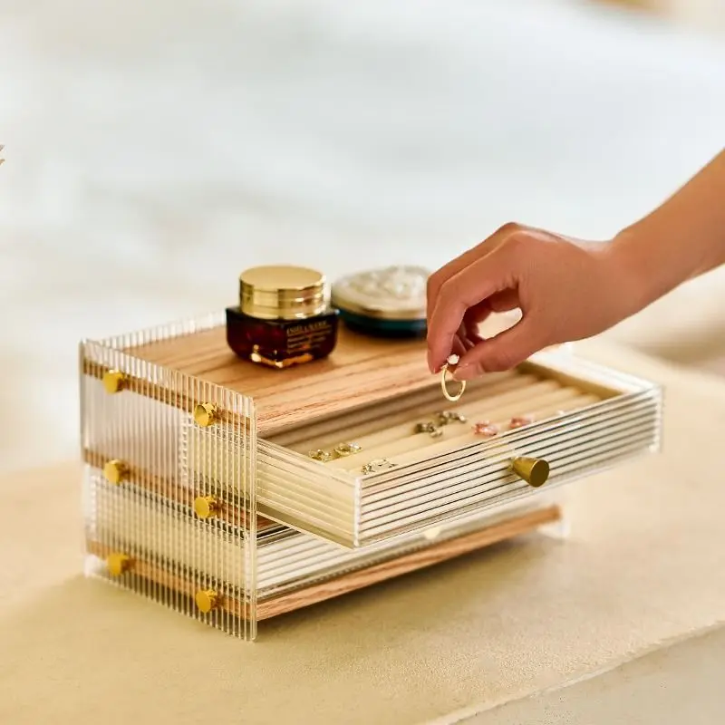 

Wooden Jewelry Organizer and Storage Containers, Multi-Layer Lockable Box for Rings Necklaces Bracelets Earrings Home Use​