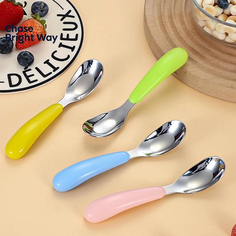 Baby Food Weaning - ステンレス製、離乳食用のスプーン。底が平らで使いやすく、食品グレードの素材を使用。家庭での日常的な使用に最適。