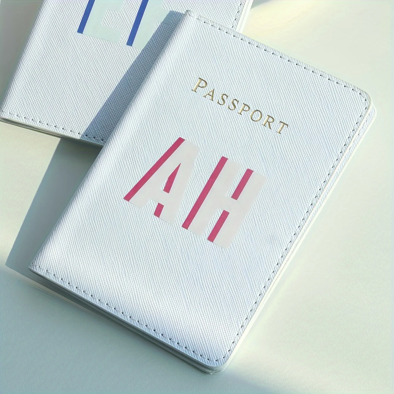 Custom Monogrammed Passport Holder - Elegant PVC Faux Leather, Choose Your Initials, Perfect for Travel & Gifts