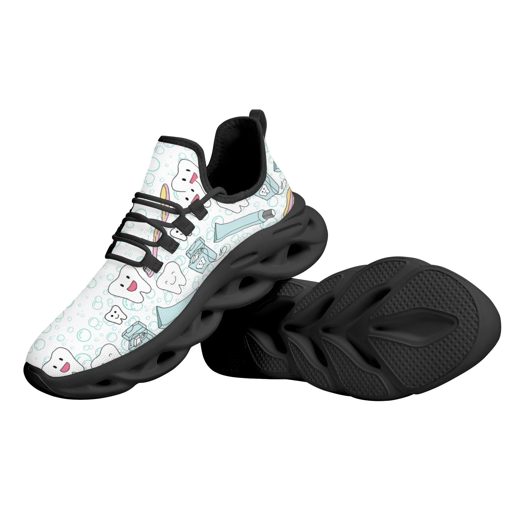 Non-Slip Outdoor Running Shoes New Tooth Design Trend Lace-up Sneakers Teenagers Students Sasual Mesh Nursing Shoes Gift