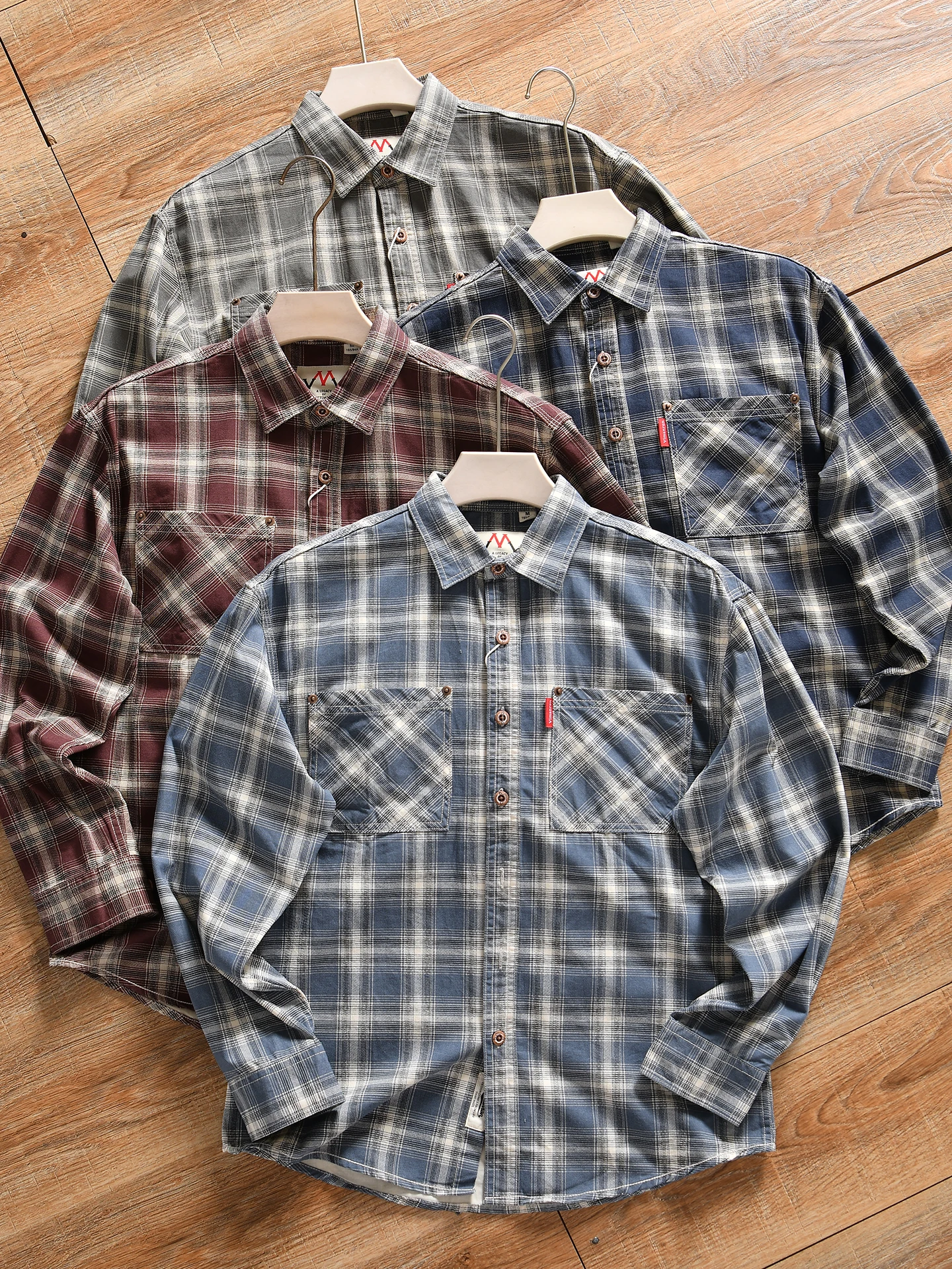 Trendy Long Sleeve Cotton Plaid Men's Shirt Breathable Retro Style Autumn Winter Casual Fashionable Button up Standard Fit