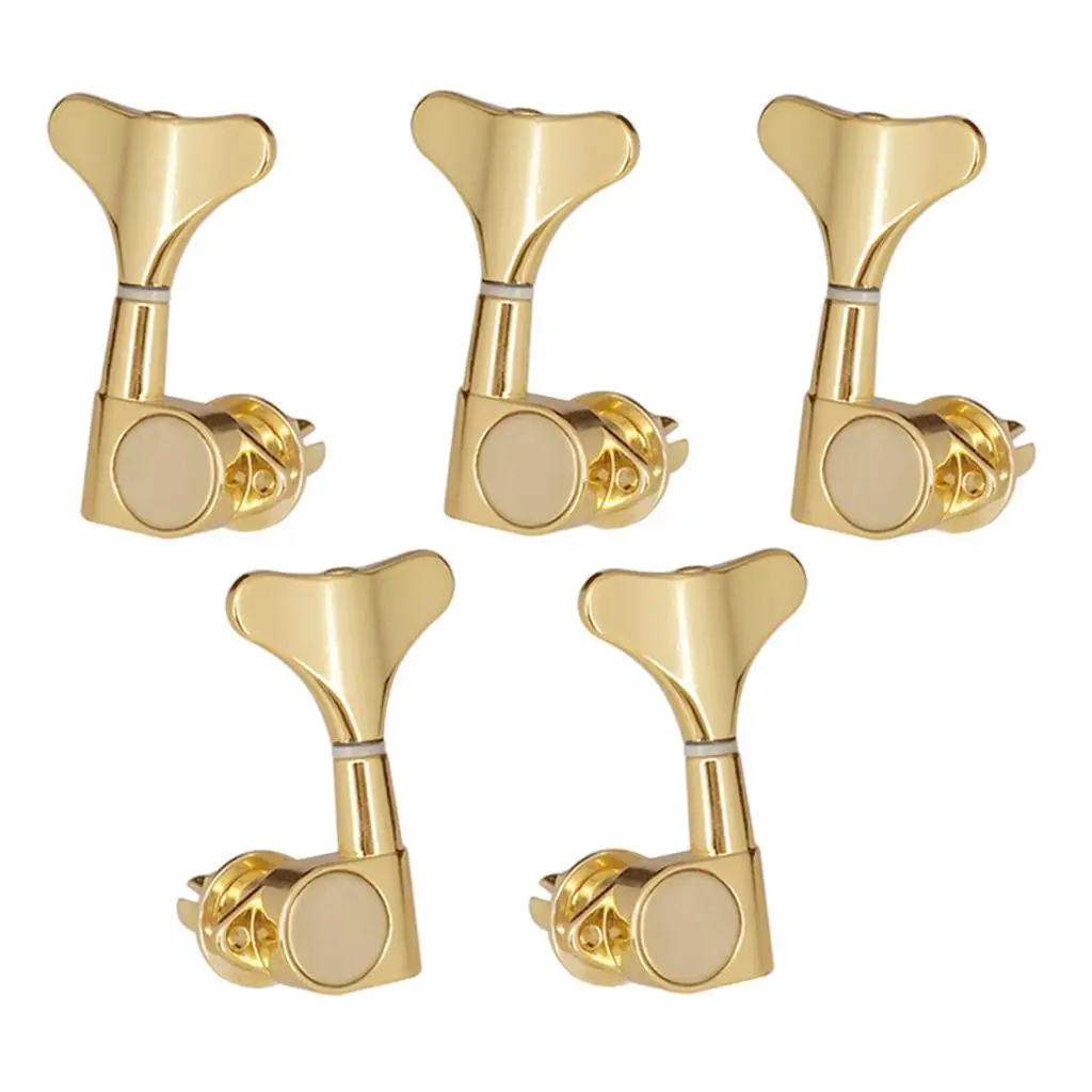 5 Pieces Sealed-gear Electric Bass Tuning Pegs Tuners Machine Heads Gold