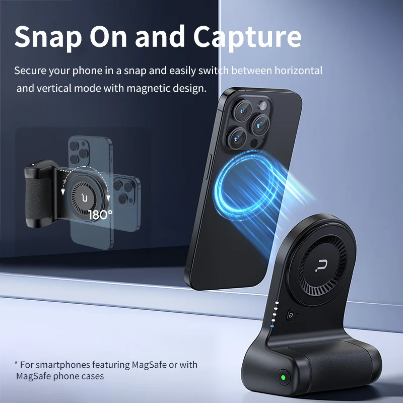 Ulanzi MA45 Магнитная беспроводная ручка питания 5000 мАч Вертикальная горизонтальная съемка для прямой трансляции Еда Виоблог Телефон Ручка для селфи