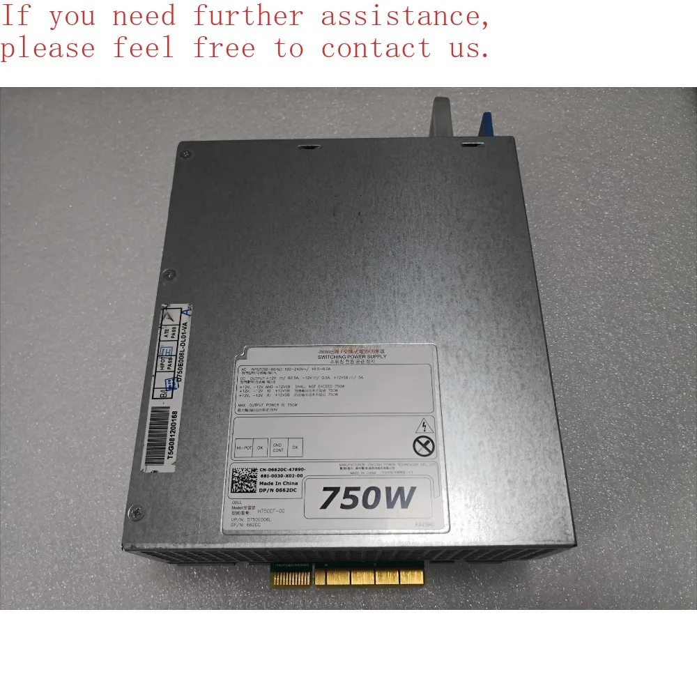 For Dell T5820 T7820 Workstation 750W Power Supply H750EF-00 662DC D750E006L