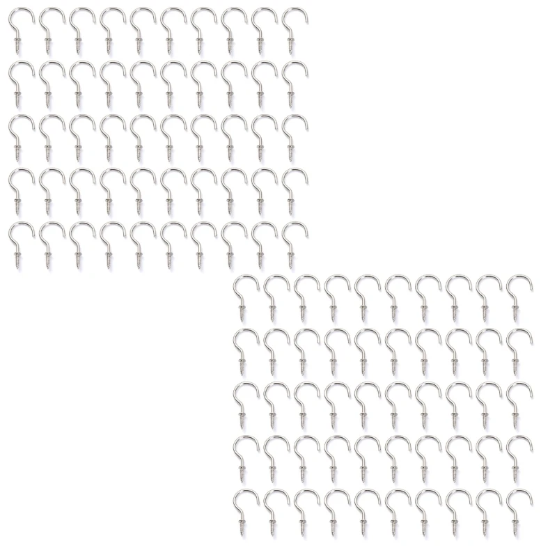 100pcs Small Screw Hooks Eye Screw Ceiling Hooks Mini Screw for Screws for Wood Screw in Hooks for Hanging Plant Art M4YD