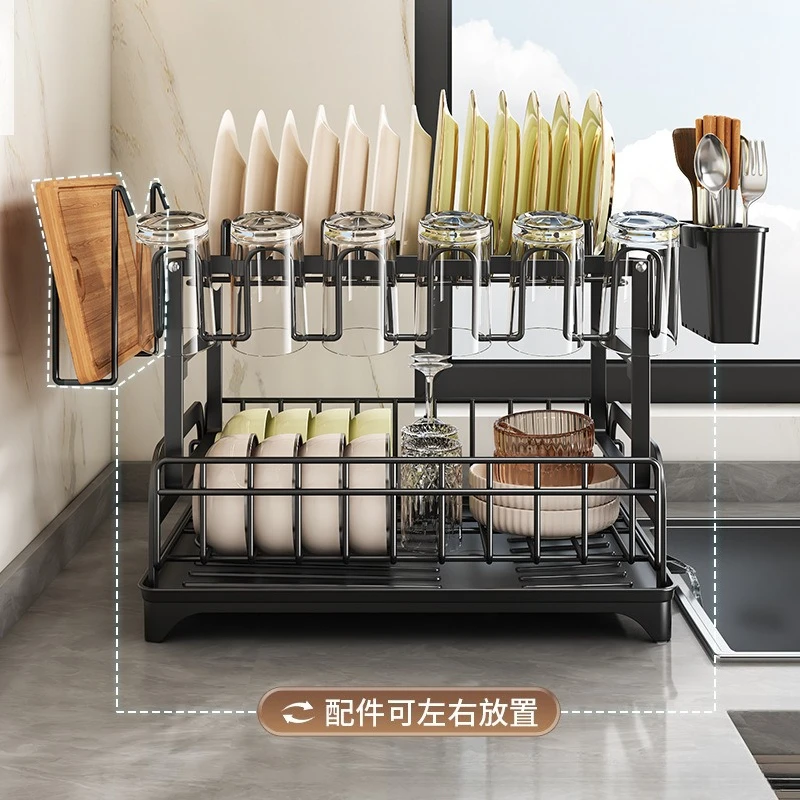 

Multifunctional Drainer Rack Kitchen Counter Organizer Adjustable Utensil Holder Space Saving Drying Storage for Plates/Bowls