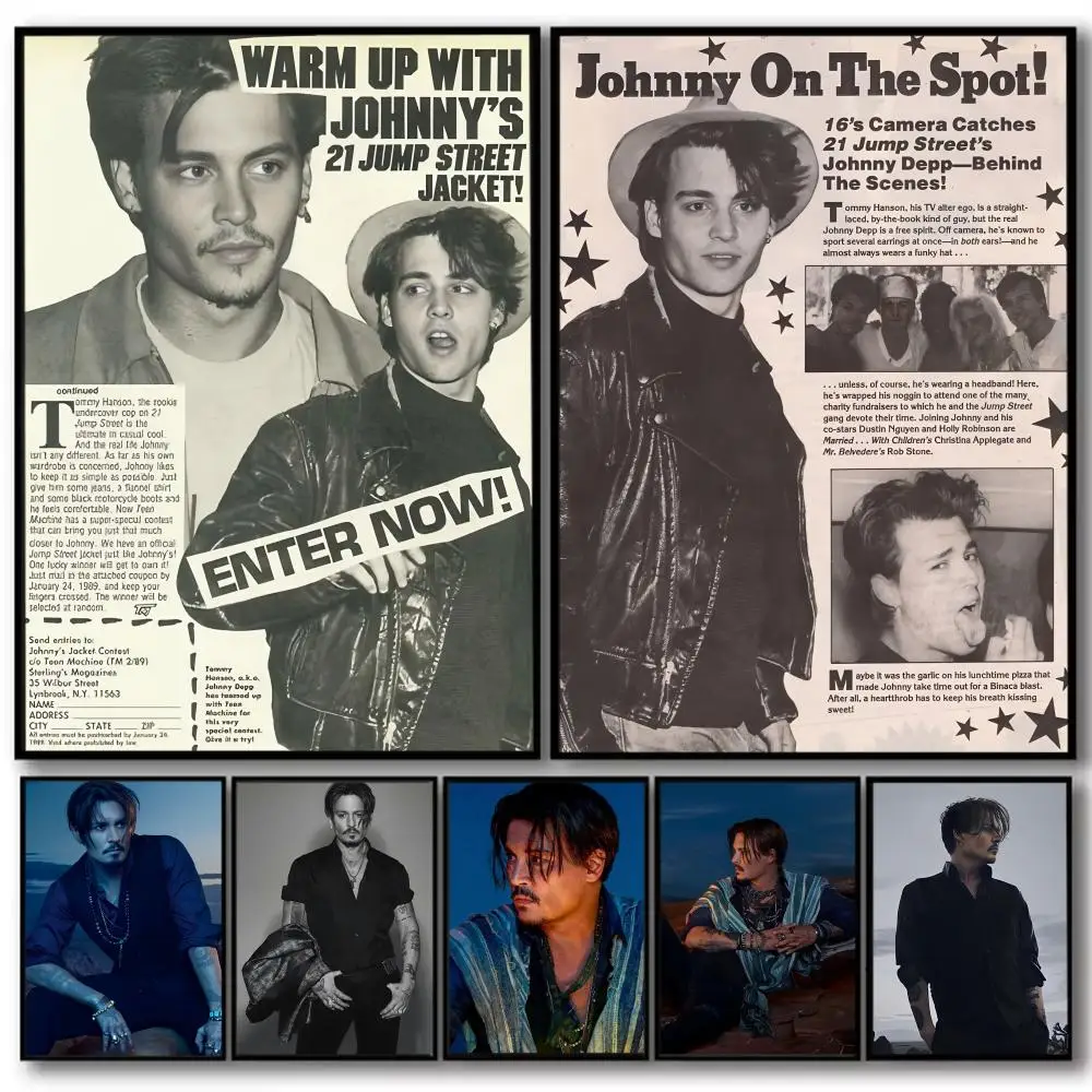 J-johnny Depp  Painting Calligraphy Cotton Canvas Wall Art Poster Quality Decor Painting for Living Room Home Decor