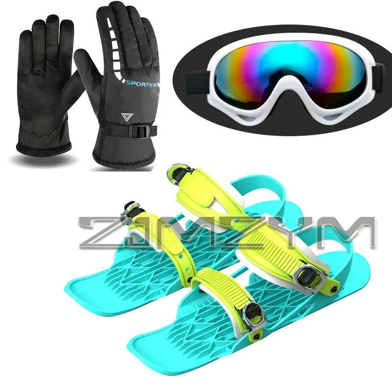 Winter Outdoor Ski Boots Adjustable Portable Ski Board for Adults and Kids Snow Skate Accessories Short Ski Board