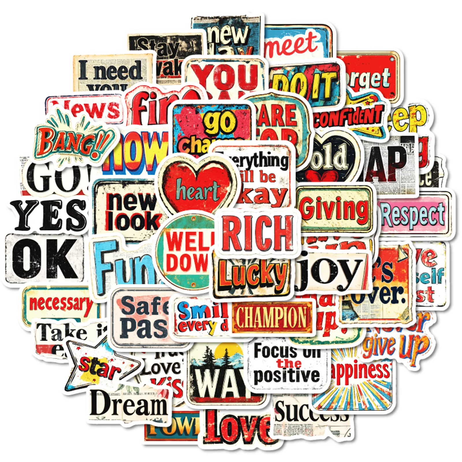 

50Pcs Vintage Letter Alphabet Number Stickers Old Time Decals For Phone Laptop Suitcase Notebook Skateboard Waterproof Stickers