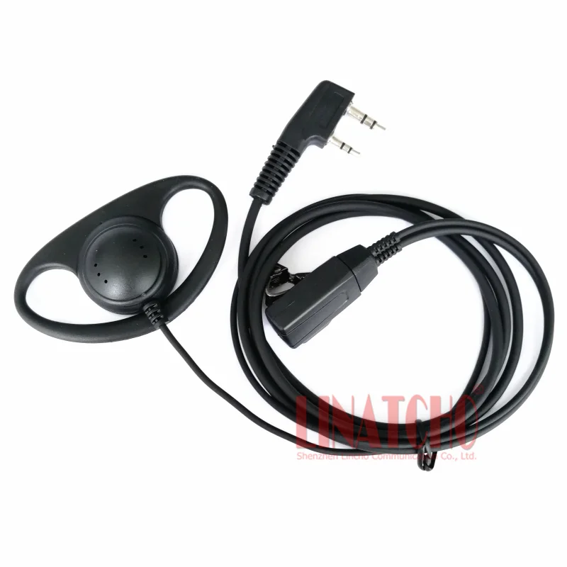 Walkie Talkie con gancho para la oreja en forma de D, auricular profesional, micrófono PTT para radio bidireccional, conector tipo K