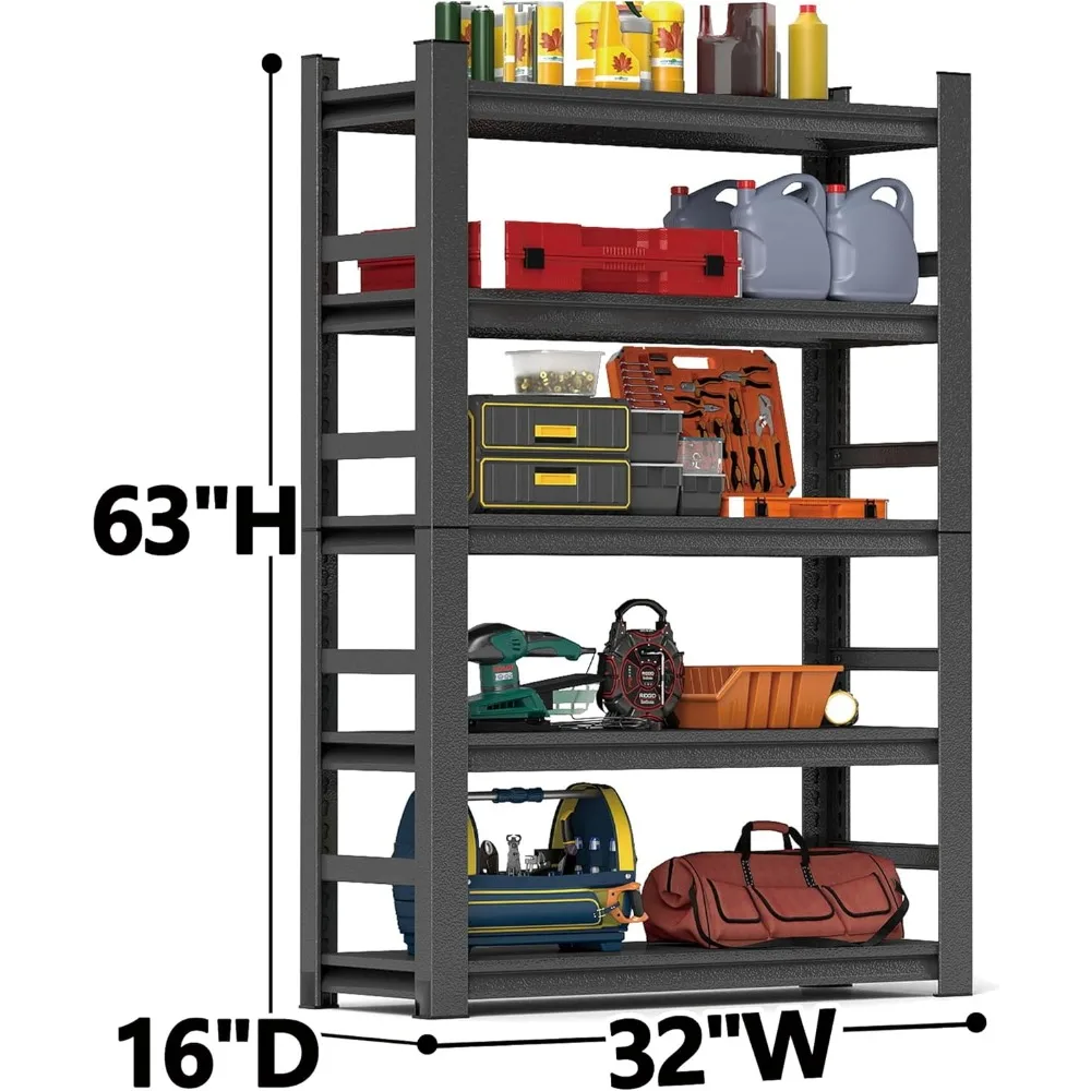 ชั้นวางของเหล็กปรับระดับได้ 5 ชั้น รับน้ำหนักได้ 3000 ปอนด์ สำหรับงานหนัก ชั้นวางโลหะเกรดอุตสาหกรรมสำหรับอุปกรณ์หนัก