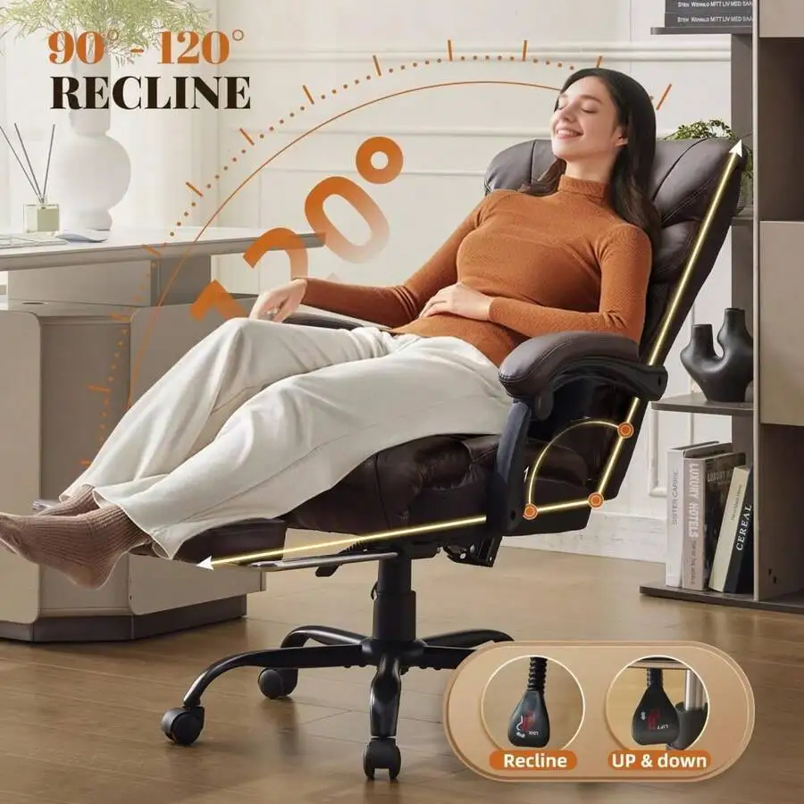 Office Chair, High Back Computer Chair, Ergonomic Office Chair PU Leather With Flip-Up Arms, Comfortable Executive Seat For Home view 4