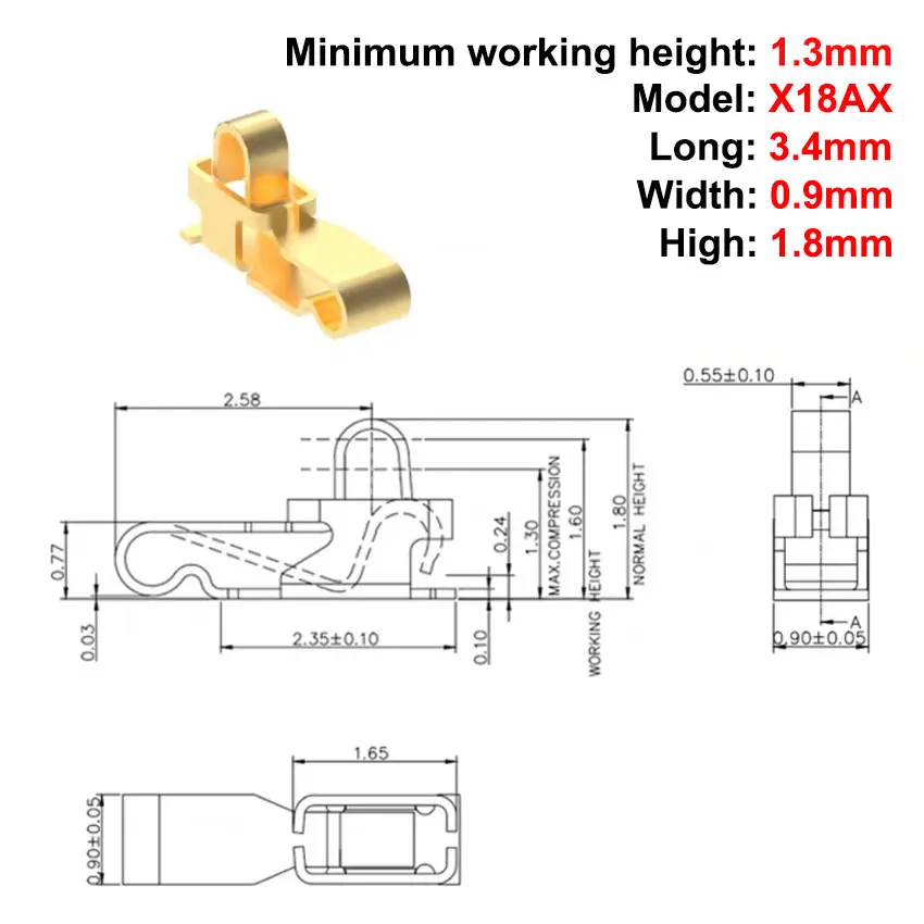 10PCS Conductive Battery Contact Spring Connector Terminal Gold-Plated Stainless SteelGrounding RF Antenna Spring Side Pressure