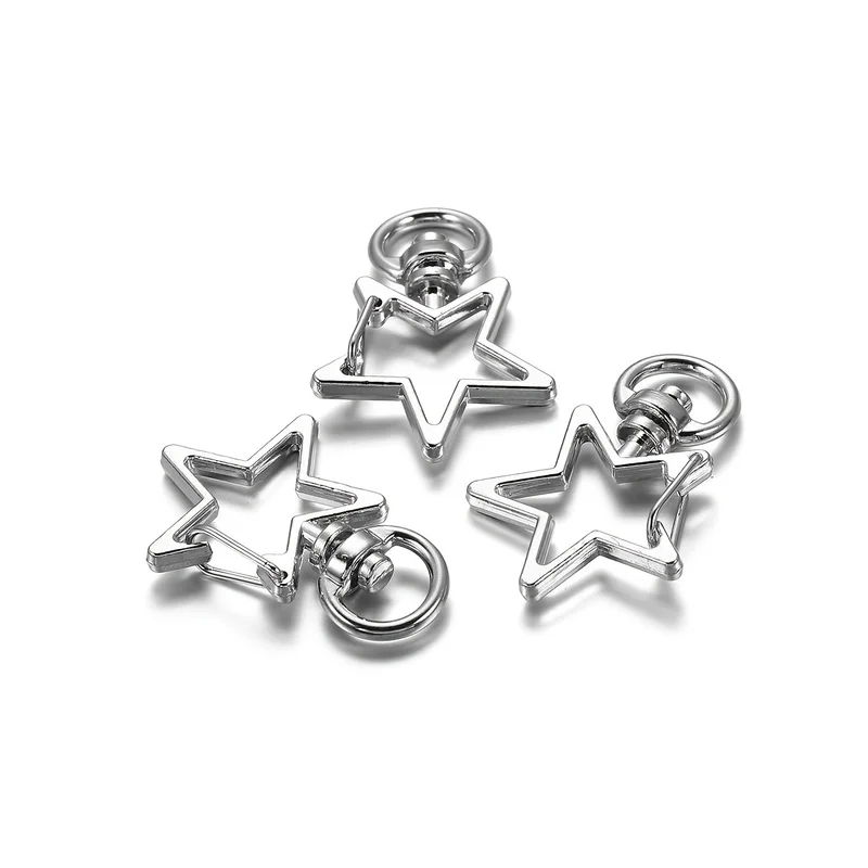 9PCSCreative star-shaped keychain accessories，rotating spring hook，ApplicableDIYWallet making，keychain buckle，dog leash，Handmade