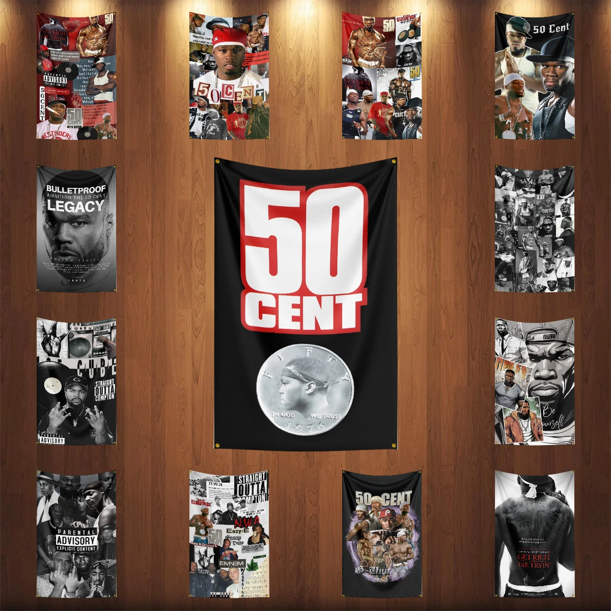 3x5 Ft Heavy Rock Band 50 C-cents Flag Polyester Digital Printing Banner for Bedroom Wall Art Out Door Tapestry Decora