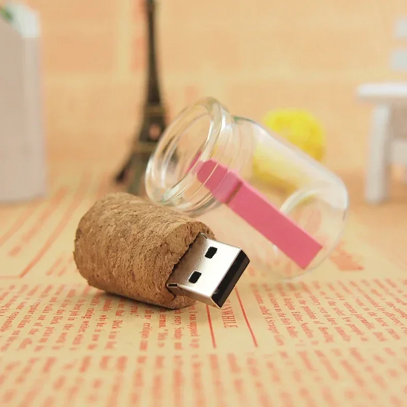 10pcs/lot USB 2.0 Glass Drift Bottle with Cork Flash Drive Stick Pendrive 4GB 8GB 16GB 32GB 64GB 128GB Wedding Gift