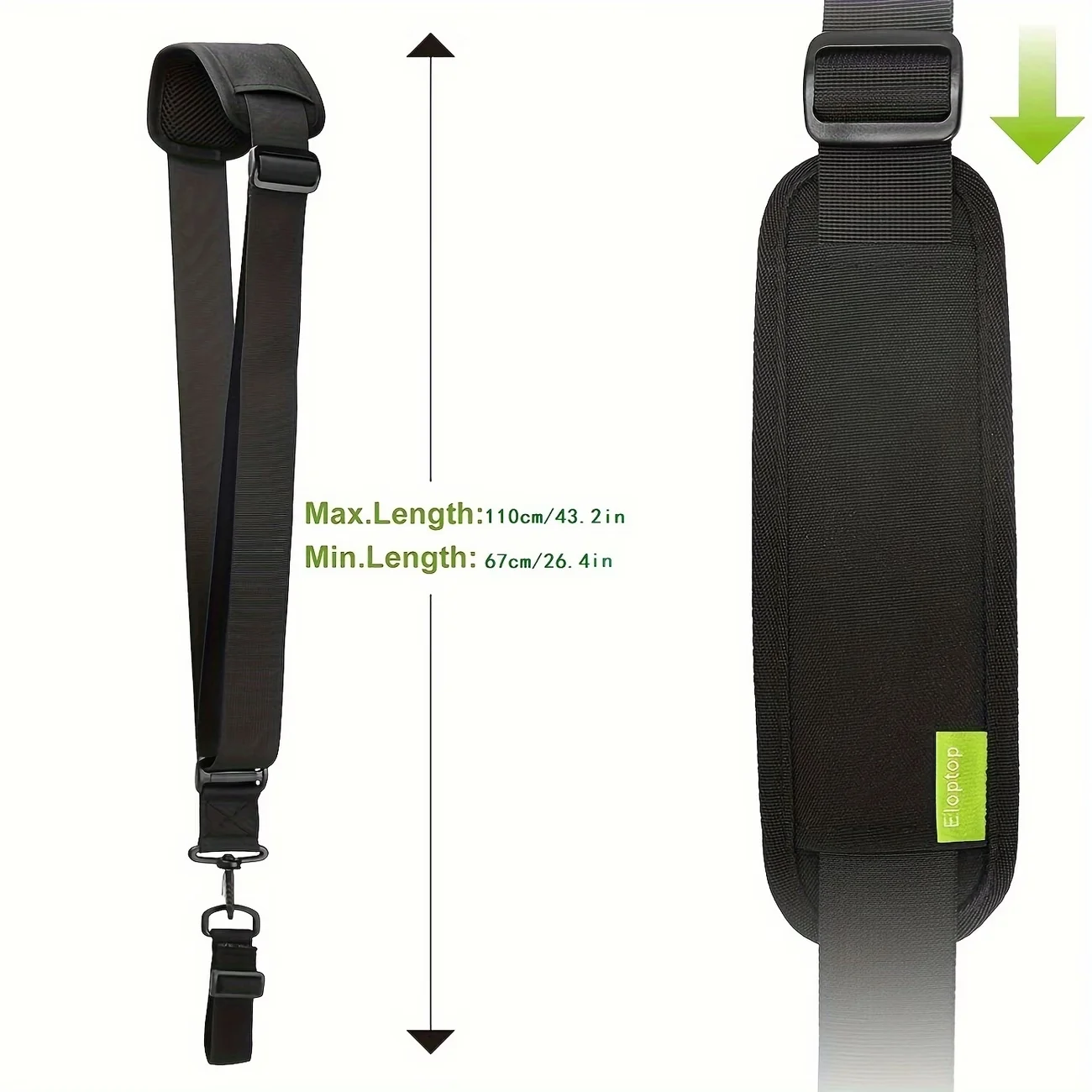 Adjustable Wide Thick Black Shoulder Strap, Backpack Side-Mount Grass Trimmer Harness Belt Compatible with Lawn Mowers, Blowers