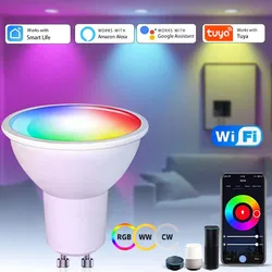 5W 7W 9W 220V 110V Tuya Smart WiFi GU10 LED Bulb Spotlight Alexa Lamp RGBCW Smart Life APP Control Works With Alexa Google Home