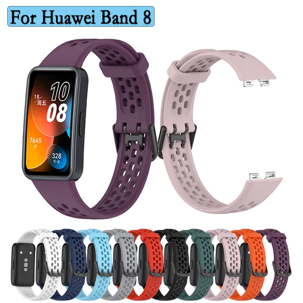 Watchband For Huawei Band 8 Replacement Bracelet Sport Silicone Smart Watch Wrist Strap Adjustable Strap