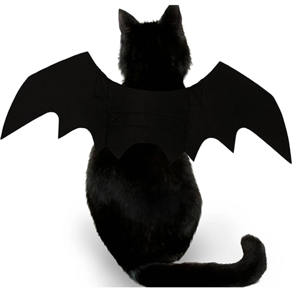 

Cat Dog Bat Wings Halloween Costume Black Felt Pet Wings Adjustable Tape Fastener Mysterious Design For Small Pets Pet