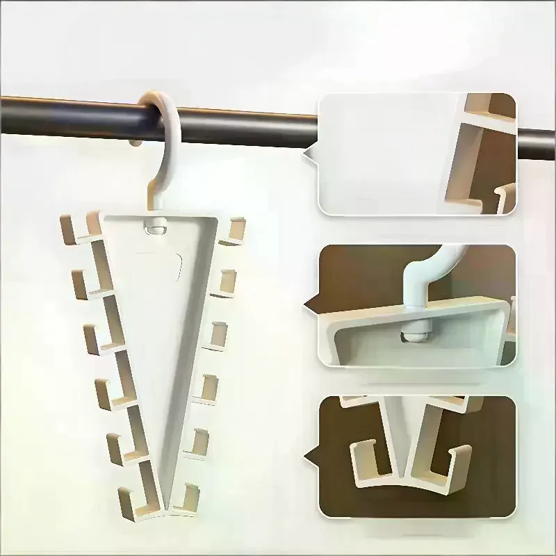 2Pcs Multifunctional Closet Hanger With Multiple Hooks For Scarf Belt Tie Hat Storage Perfect For Bedroom Wardrobe Space Saving