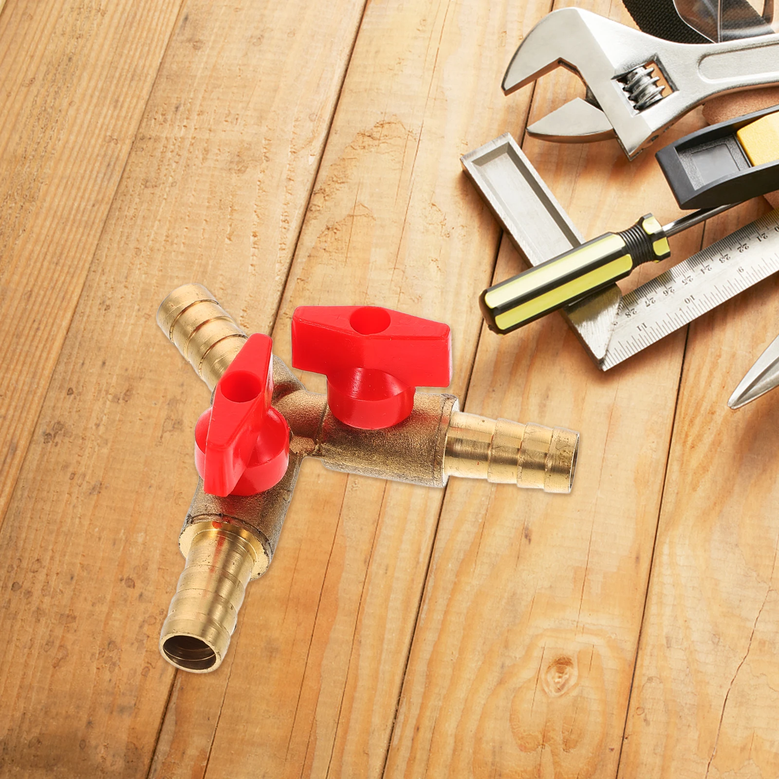 

Y Shape Three-Way Gas Valve 10Mm Copper Shut Off Ball For Fuel Gas Distribution Y 3-Way Hose Barb Red Golden Finish