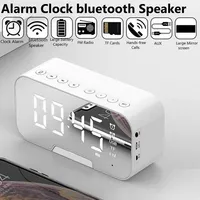 Multifunction Alarm Clock Mirror LED Display Wireless Bluetooth Music Player Electronic Digital Speaker Stereo Bass-heavy Player