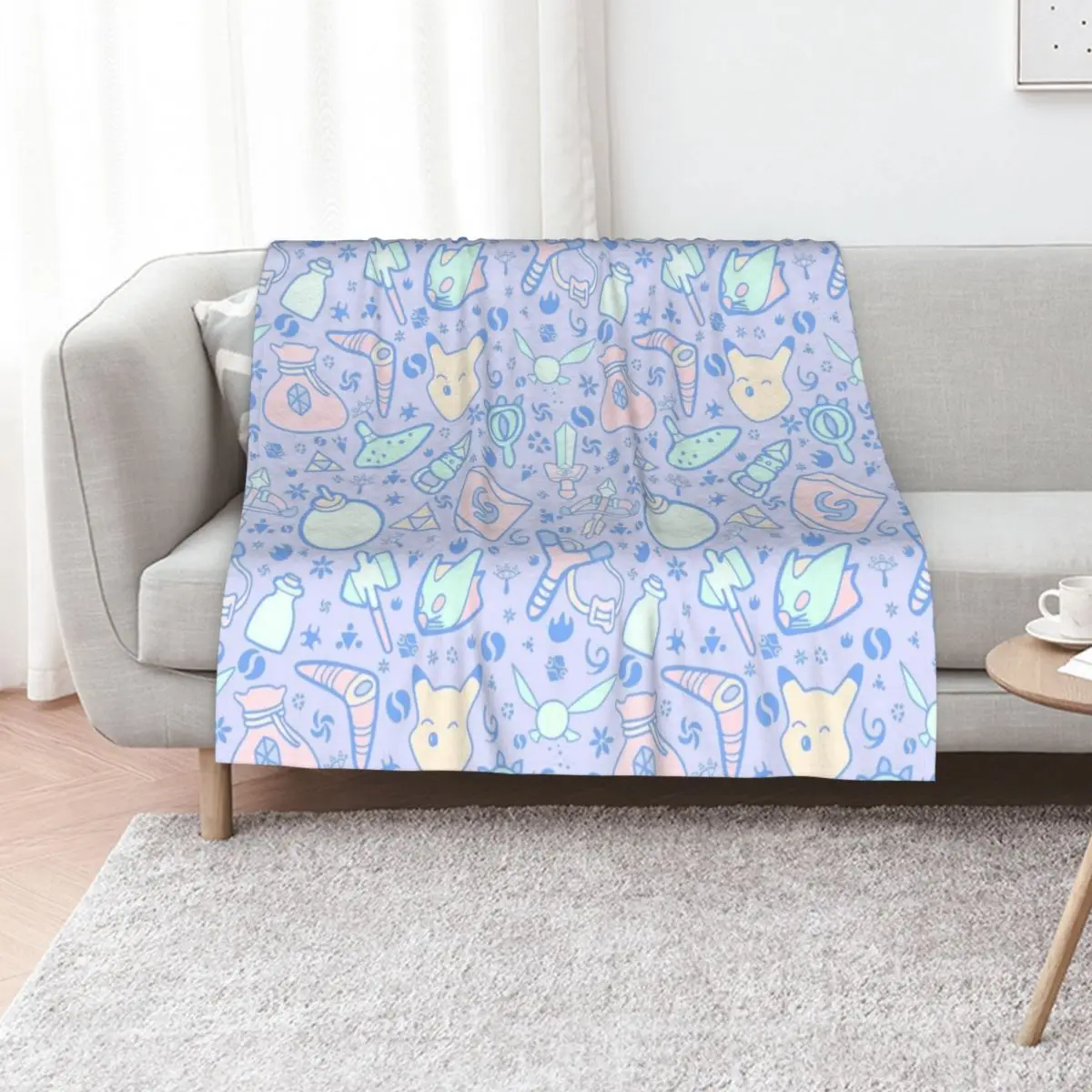 

Zelda Doodlez (Blue Pastel ver.) Throw Blanket Soft Plush Plaid blankets and throws Sofa sofa bed Blankets