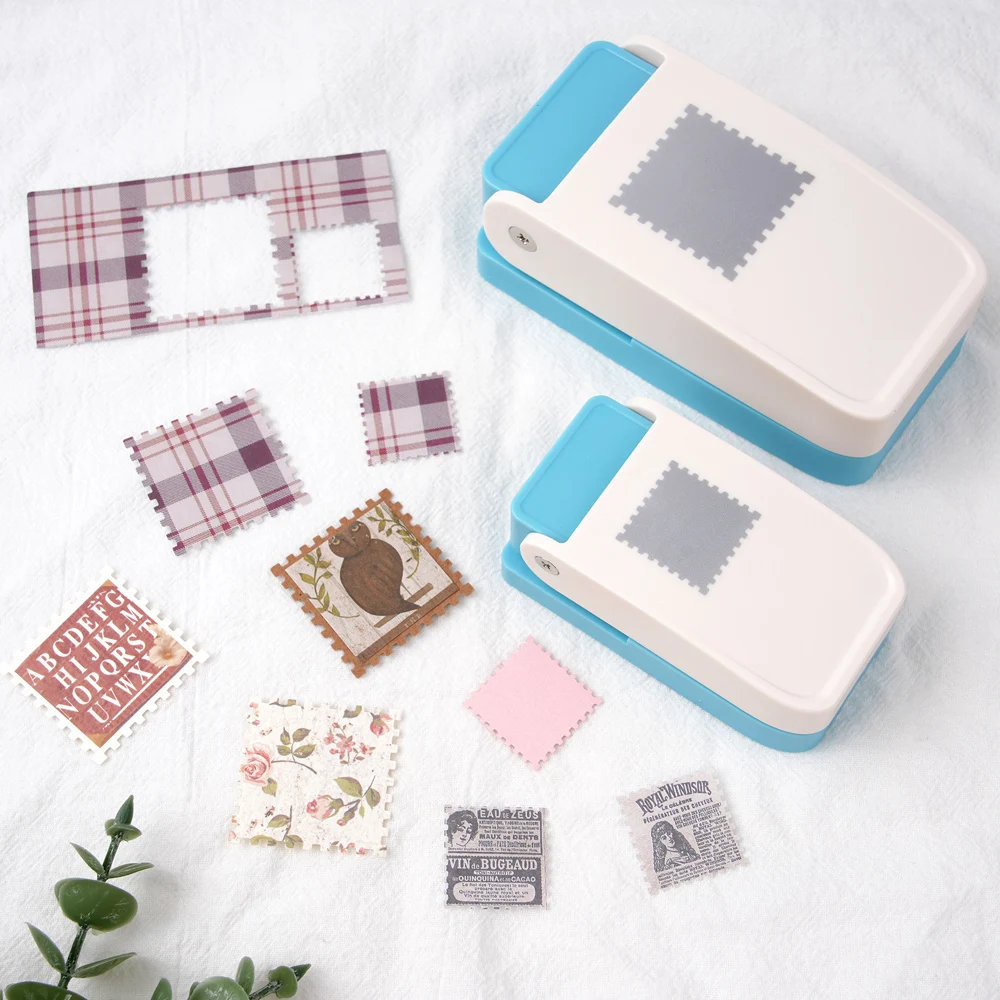 Picture 6: Medium / Large Stamp Shape Puncher Scalloped Rectangle Lever Action Craft Punch for Scrapbooking Journaling & DIY Paper Crafting