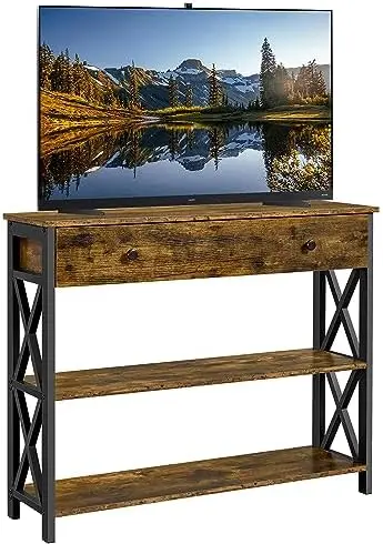TV Stand for TV up to 45 inch, Entertainment Center with Drawer, Media Console Table with Storage Shelves, for Living