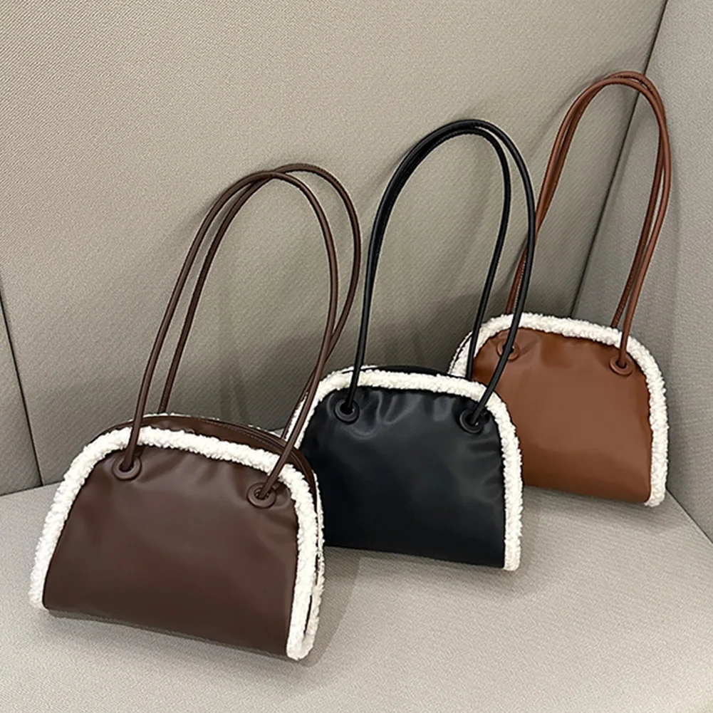 Bolsa de ombro para mulheres com zíper sacola de couro PU cor sólida bolsa Hobo bolsa moderna para viagens de trabalho