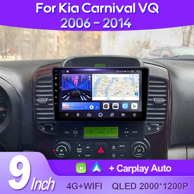 

QSZN For KIA Carnival VQ 2006 - 2014 2K QLED Android 13 Car Radio Multimedia Video Player AI Voice CarPlay GPS Head Unit Stereo