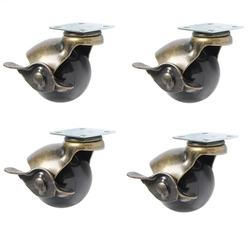 4pcs 2 inches caster 50mm Bearing Capacity 30kg Black Trolley Wheels Caster Rubber Swivel Casters for Office Chair Sofa Platform