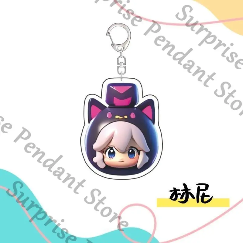Genshin Impact Lynette Lyney Ambience Acryl Schlüsselanhänger Neuvillette Zeichentrickfigur Anime quadratisches Element Taschenanhänger