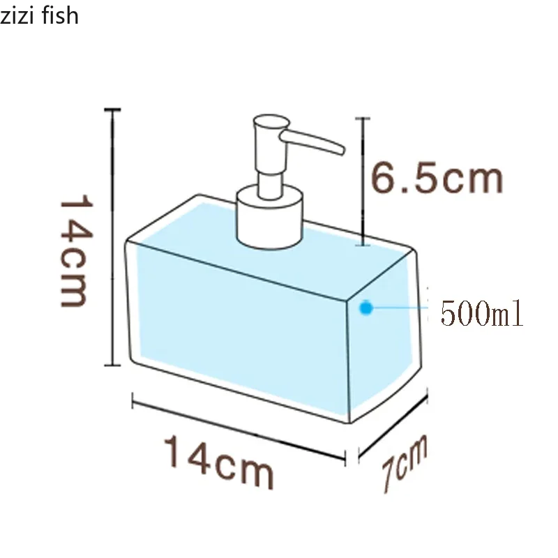 Portable Soap Dispenser 500ml Ceramic Shampoo Bottle Hand Sanitizer Jar Rectangle Bathroom Lotion Container Accessory