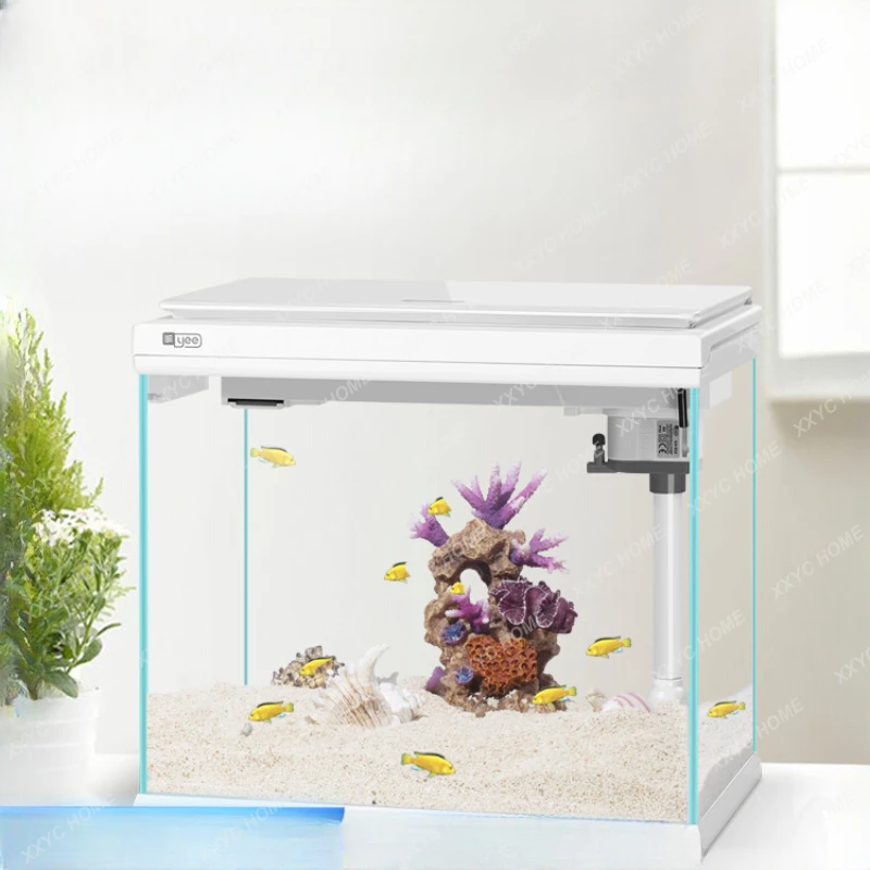 

Fish Tank Living Room Small Landscape Aquarium Home Lazy Non-Change Water Desktop Super White Glass Ecological Fish Tank