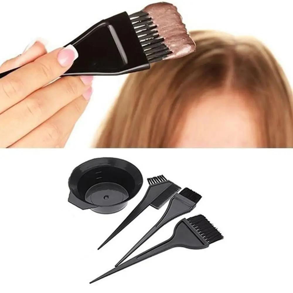 4Pcs/Set Professional Hair Colouring Brush Dye Tint Bleaching Bowl Salon Comb Hairdressing Tool Set