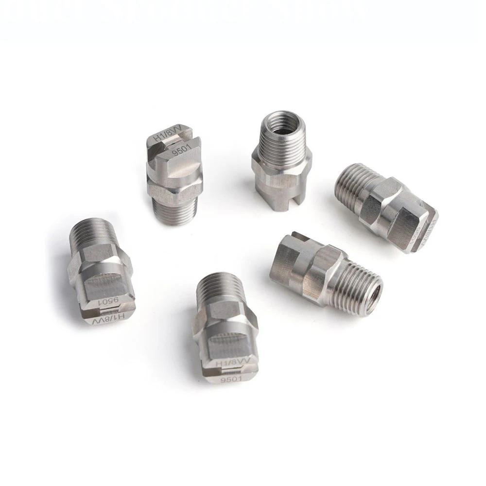 Huajue-boquilla de ventilador plano de acero inoxidable OEM/ODM, rosca macho BSPT de 1/4 pulgadas, serie HVV, ángulo de pulverización de 0 grados para limpieza/polvo