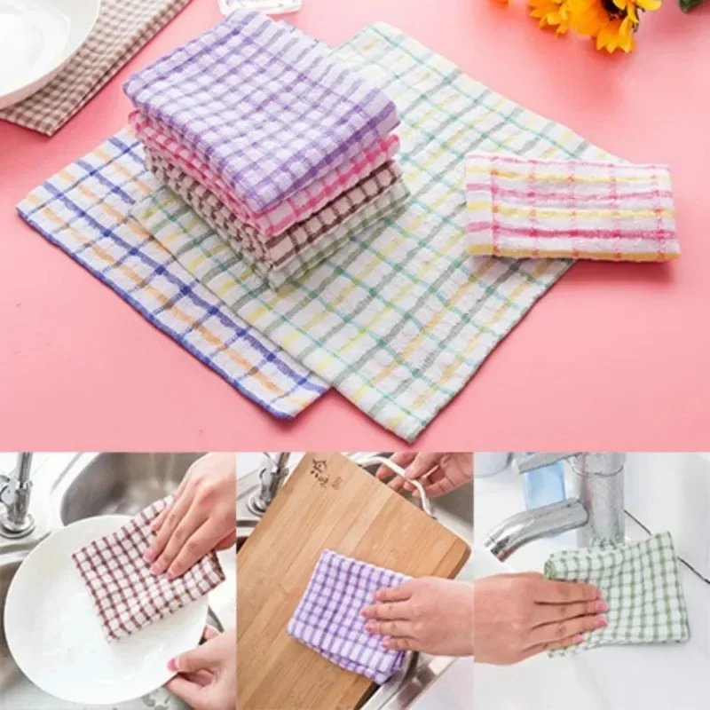 Kitchen Cleaning Cloth Mesh Cotton Hand Towel Cloth Hair Oil Absorbing Towel Random Color Handkerchief